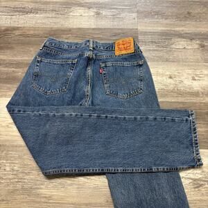 2000s Levis 505 Mid Wash Blue‎ Mens 32x31 Regular Straight Denim Jeans Red Tab